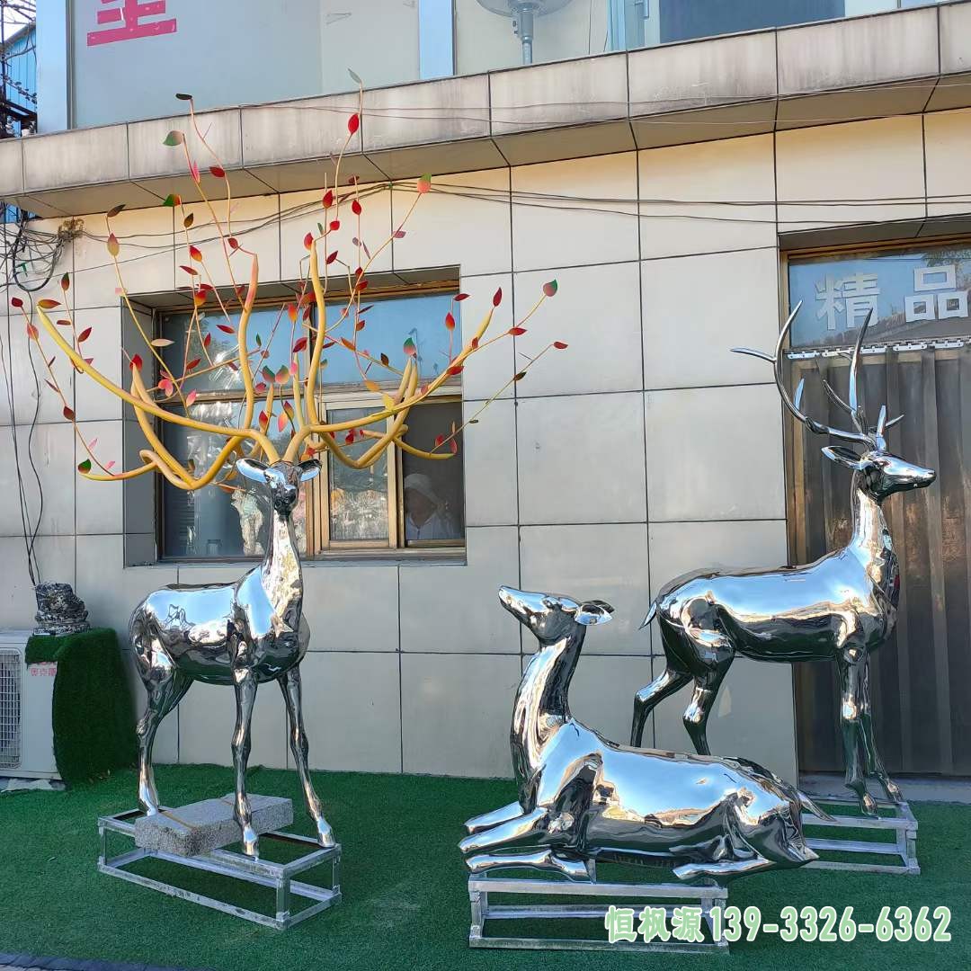 不锈钢镜面小鹿雕塑 (23)
