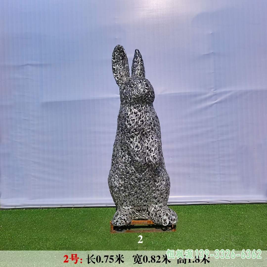 不锈钢镂空兔子雕塑 (21)