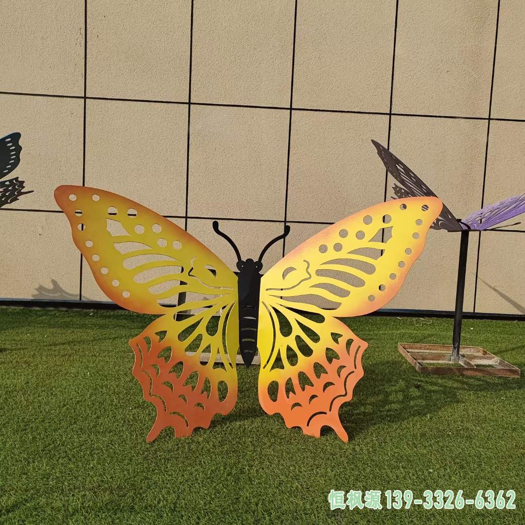 不锈钢彩绘蝴蝶雕塑 (11)