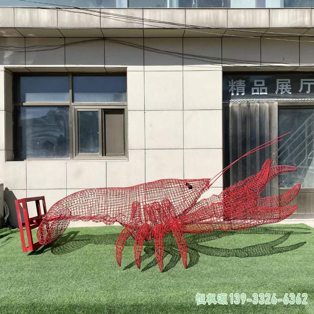 不锈钢小龙虾雕塑 (2)