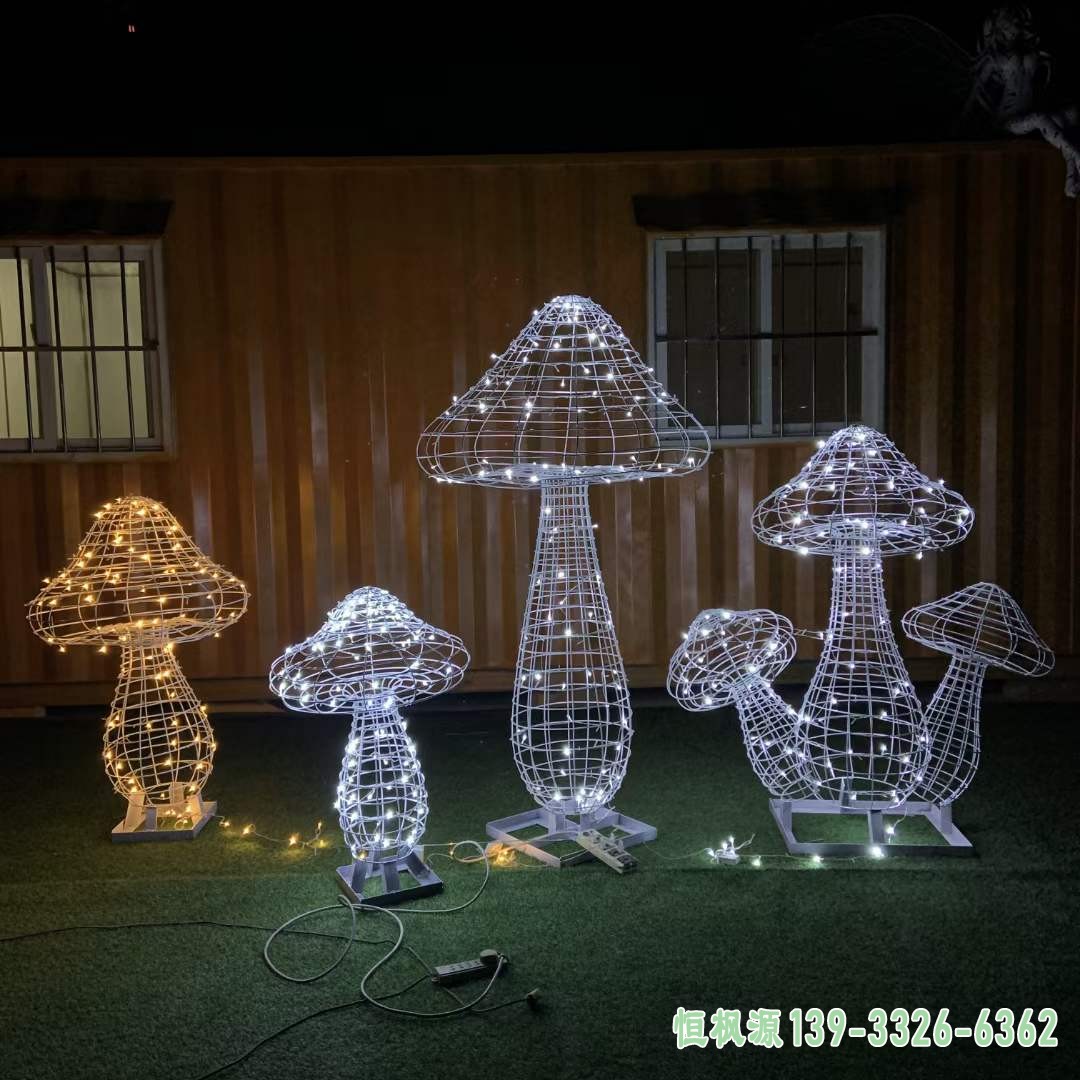 不锈钢发光蘑菇雕塑 (1)