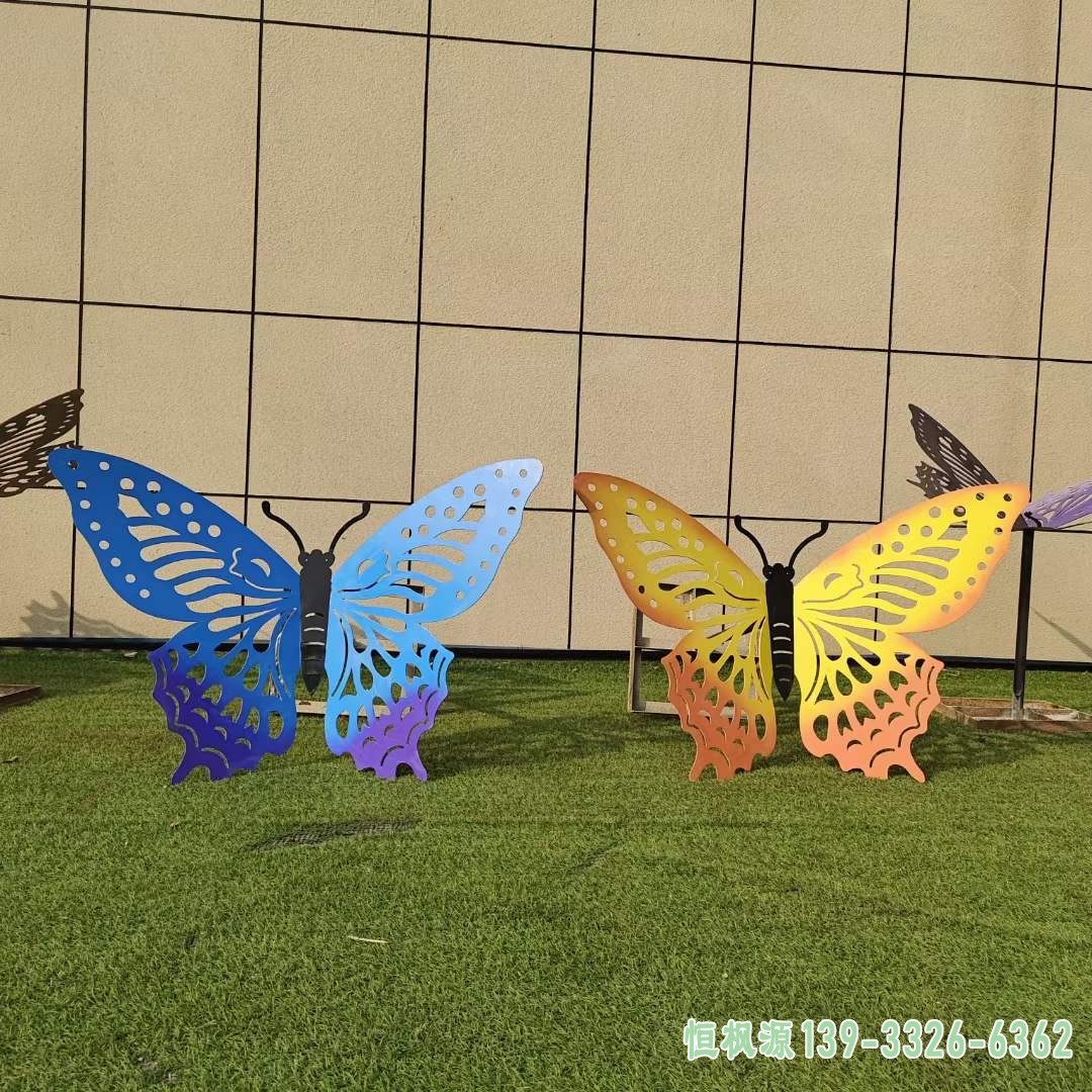 不锈钢彩绘蝴蝶雕塑 (12)