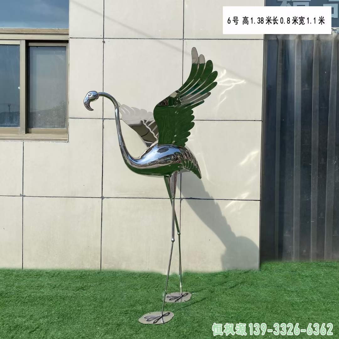 不锈钢镜面火烈鸟雕塑 (4)