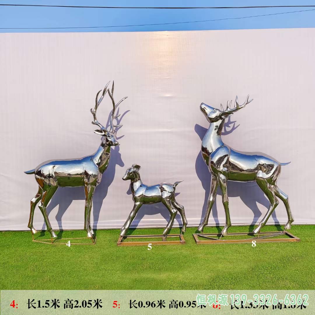 不锈钢镜面小鹿雕塑 (8)