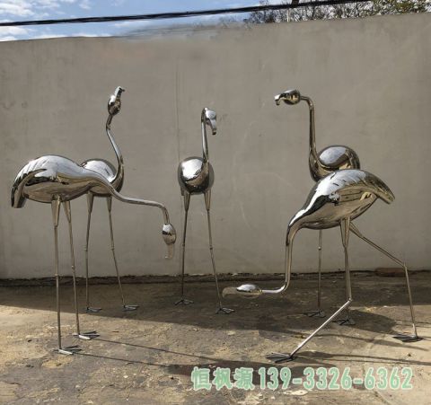 锻造火烈鸟不锈钢公园雕塑