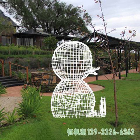 镂空不锈钢鸭子雕塑 