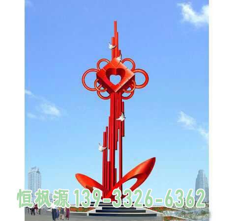 城市不锈钢中国结雕塑