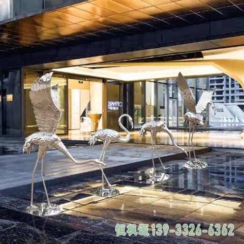 火烈鸟不锈钢城市雕塑