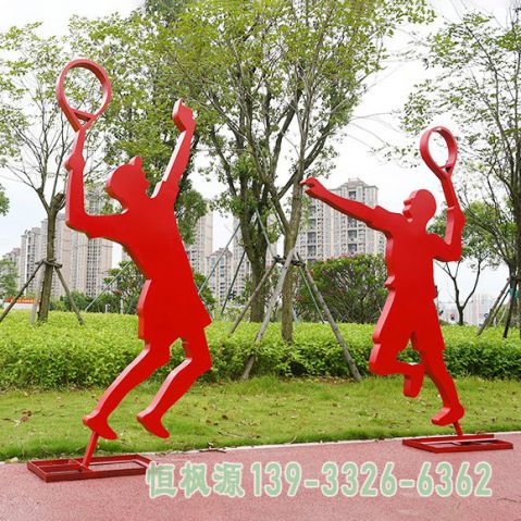 羽毛球人物不锈钢公园雕塑