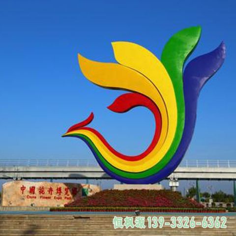 凤凰园林创意不锈钢雕塑
