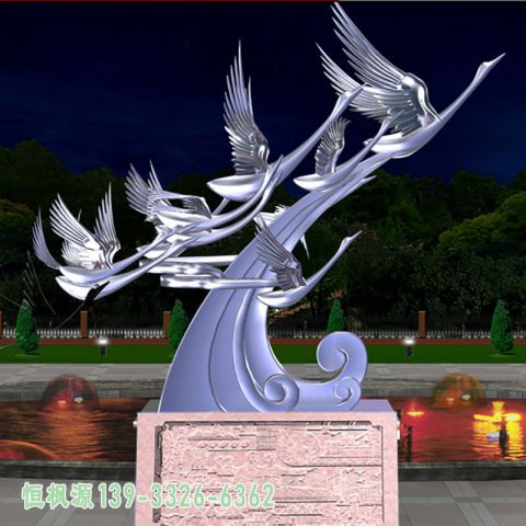 仙鹤不锈钢小区雕塑