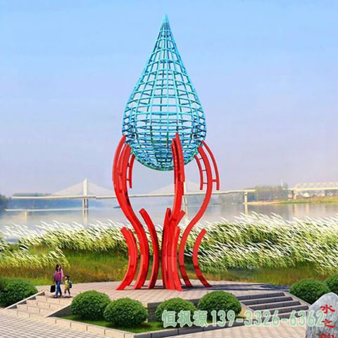 灯泡水滴不锈钢广场雕塑