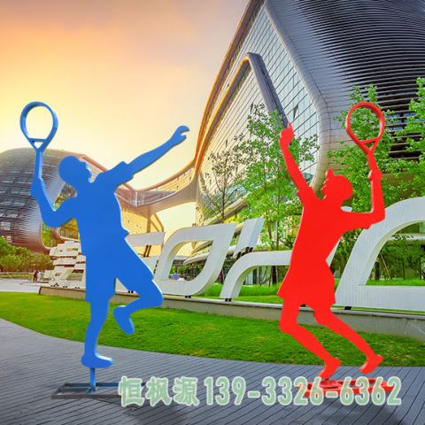 广场打羽毛球不锈钢雕塑