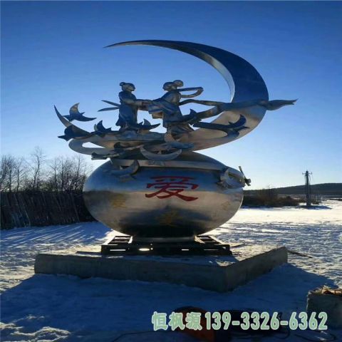 牛郎织女不锈钢景观雕塑