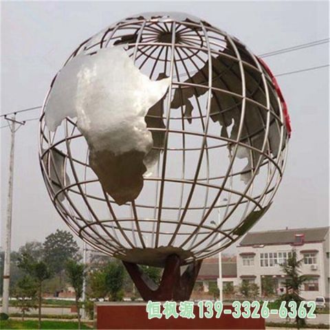 不锈钢地球仪公园雕塑