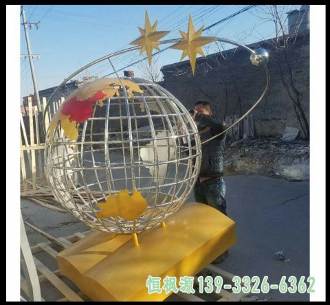 企业不锈钢地球仪雕塑