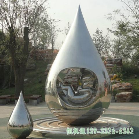 不锈钢广场水滴雕塑
