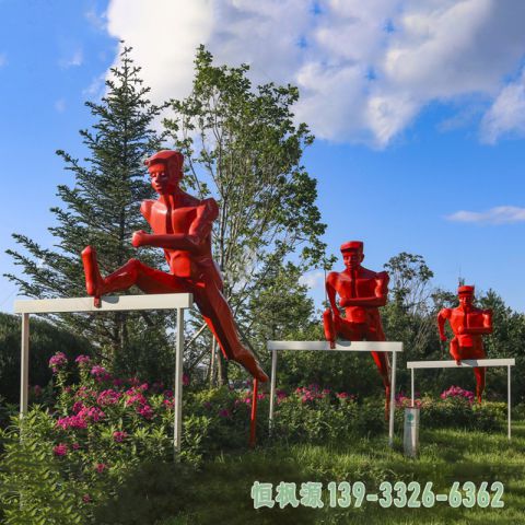 不锈钢跨栏艺术人物雕塑