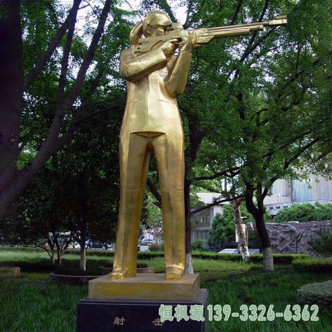 不锈钢射击人物雕塑