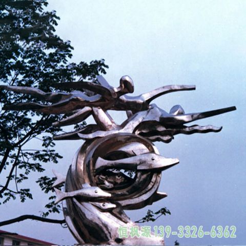 游泳运动不锈钢景观雕塑