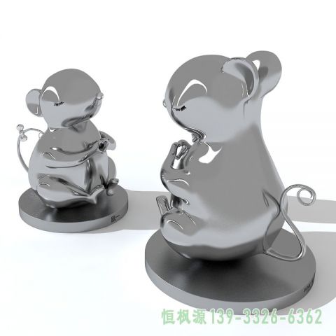 镜面老鼠不锈钢公园雕塑