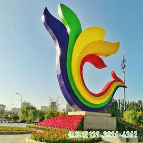 园林凤凰不锈钢动物雕塑