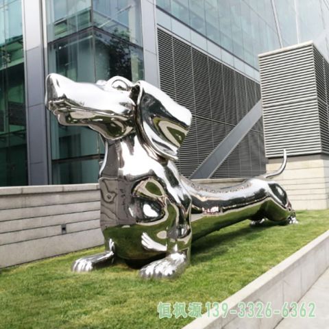 广场不锈钢小狗雕塑