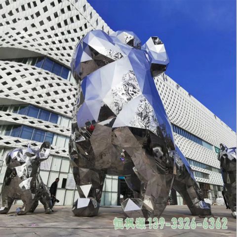 城市不锈钢小狗雕塑