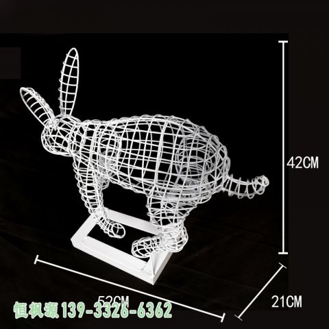 镂空兔子广场不锈钢雕塑