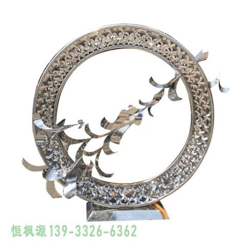 广场不锈钢圆环大雁雕塑