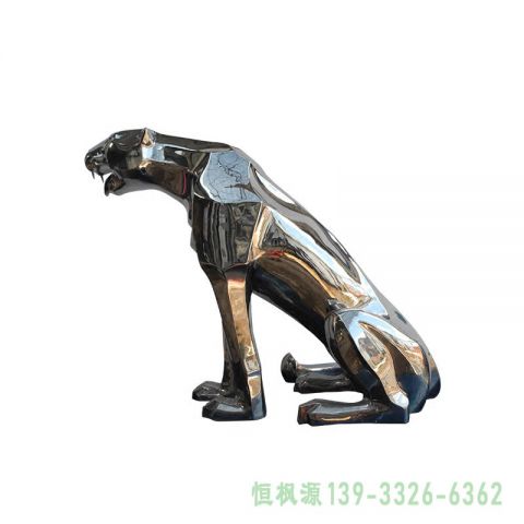 豹子不锈钢广场动物雕塑