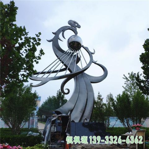 不锈钢小区凤凰景观雕塑