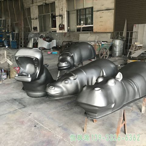 公园河马不锈钢雕塑