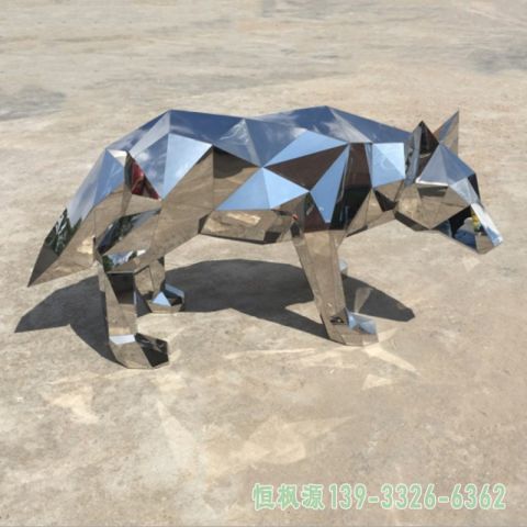 公园狼不锈钢动物雕塑