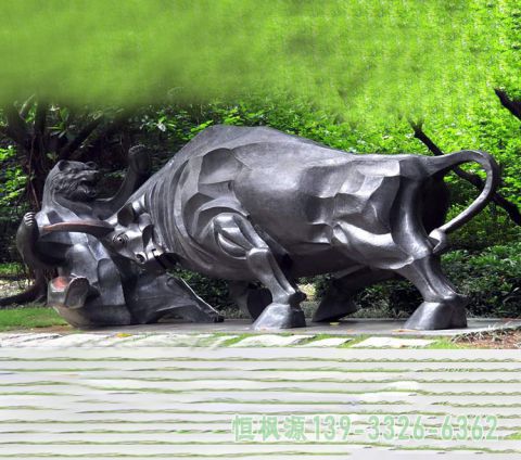 抽象牛不锈钢广场雕塑