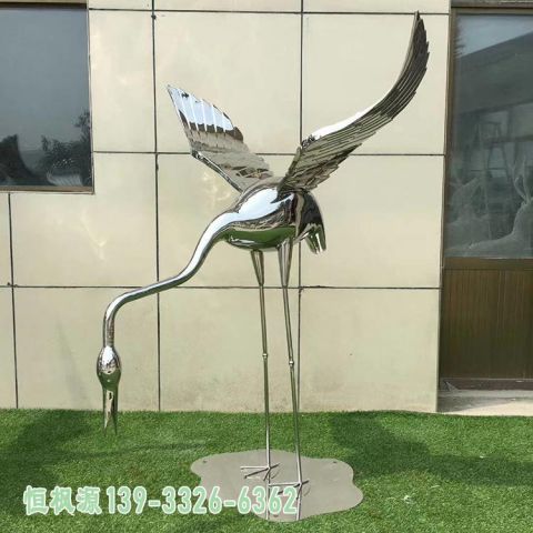 不锈钢小区仙鹤景观雕塑