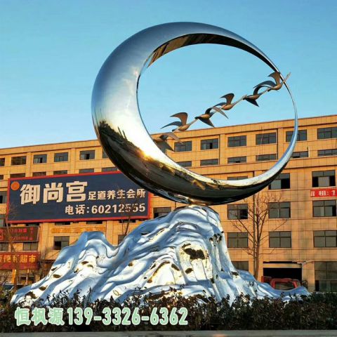 大雁广场不锈钢景观雕塑