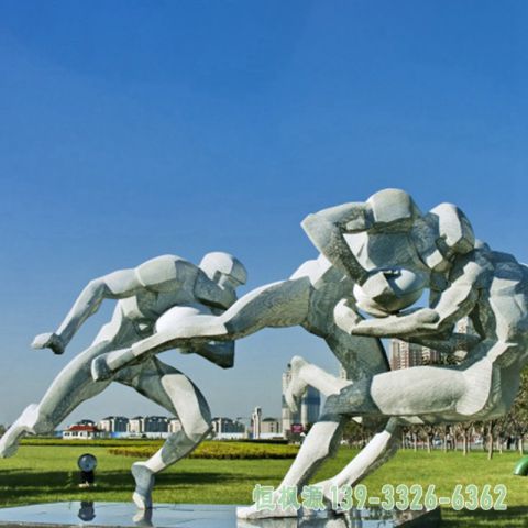 广场不锈钢雪橇人物雕塑