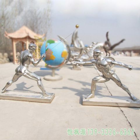 户外击剑人物不锈钢雕塑