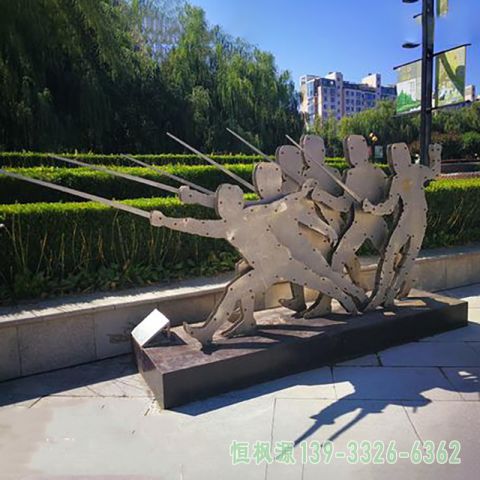 击剑广场不锈钢人物雕塑