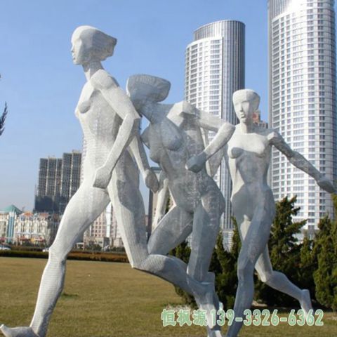 公园竞走人物不锈钢雕塑