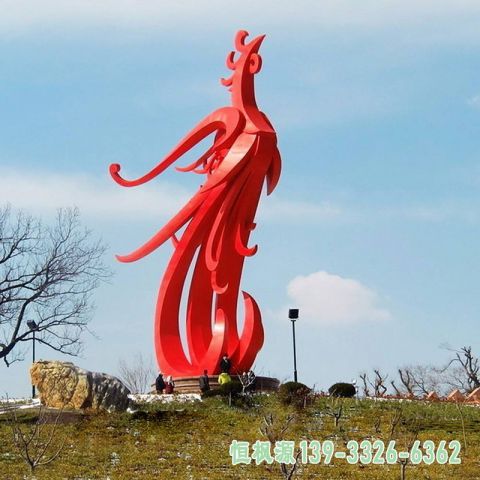 园林大型凤凰不锈钢雕塑