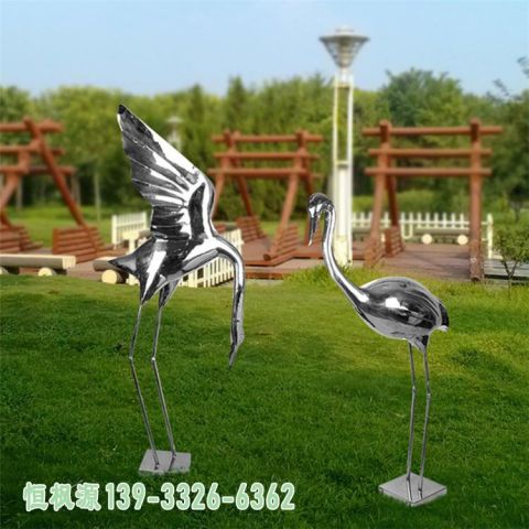 不锈钢校园丹顶鹤雕塑