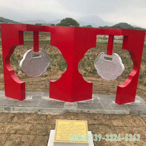 不锈钢园林同心锁雕塑