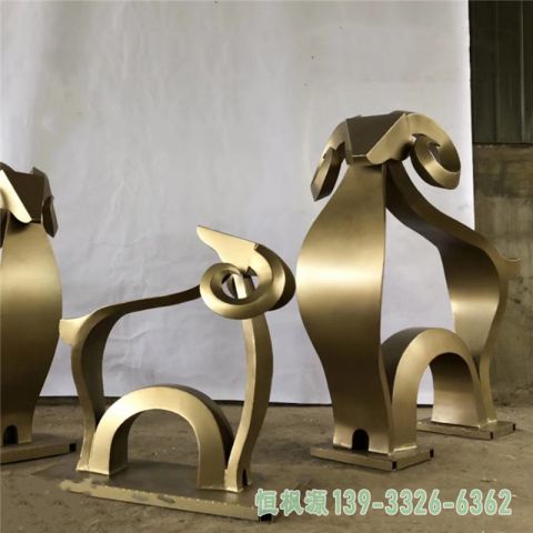 小羊不锈钢广场雕塑