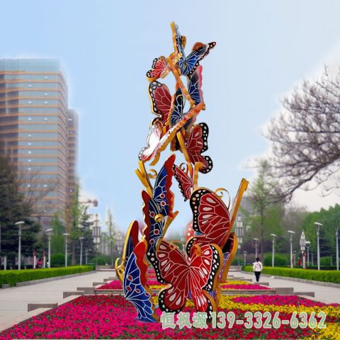 校园蝴蝶不锈钢景观雕塑
