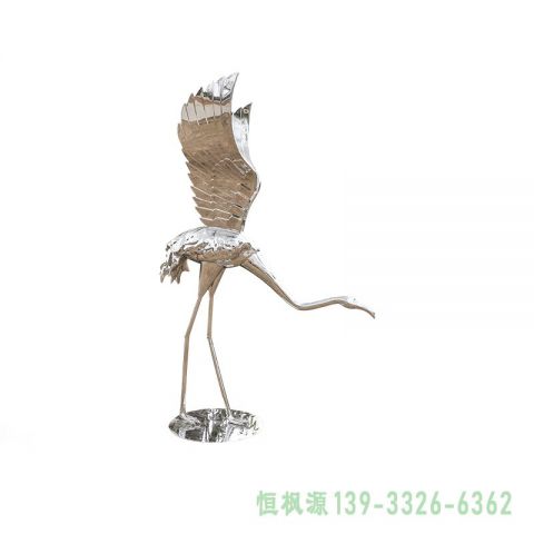 园林火烈鸟不锈钢雕塑