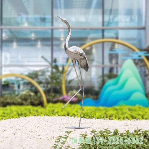 丹顶鹤城市不锈钢雕塑