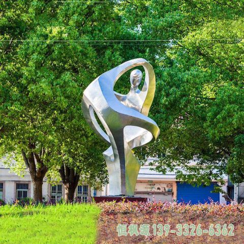 不锈钢小区摔跤雕塑