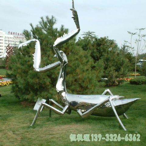 城市不锈钢螳螂景观雕塑
